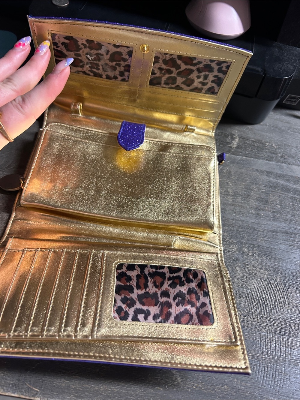 Kirk Folly Purple Glitter‎ Fold-Over Clutch Wallet - Picture 4 of 5
